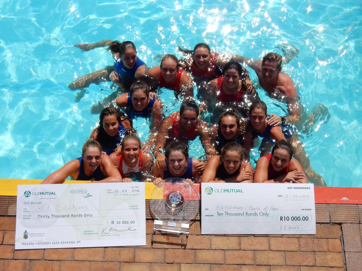 Water polo in the pool with cheques