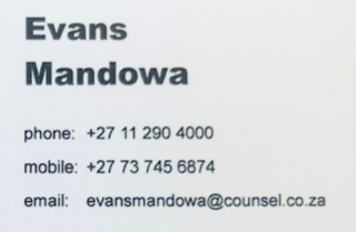 Advocate Evans Mandowa