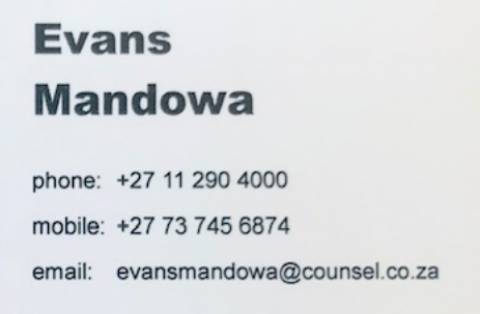 Advocate Evans Mandowa 