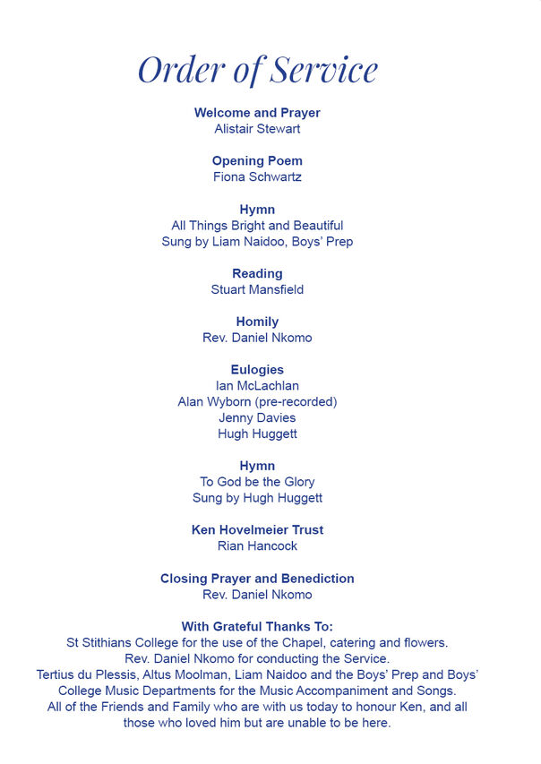 Order of Service Ken3