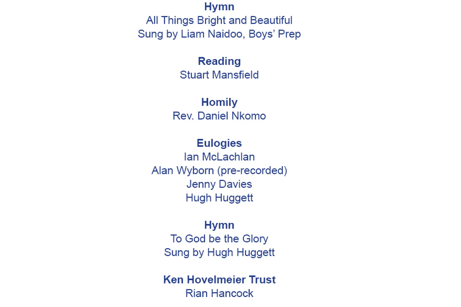 Order of Service Ken3