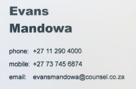 Advocate Evans Mandowa