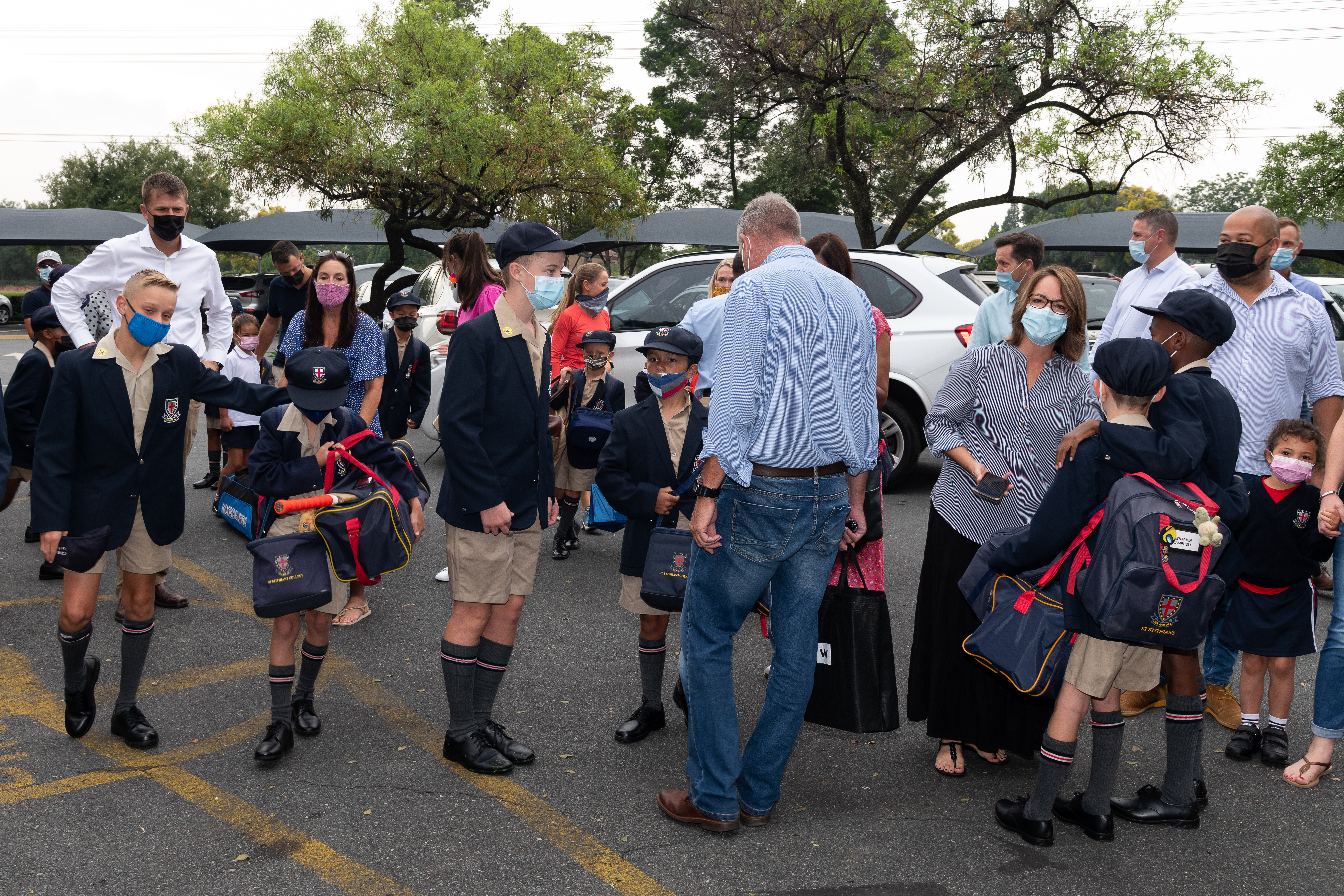 Parents in car park